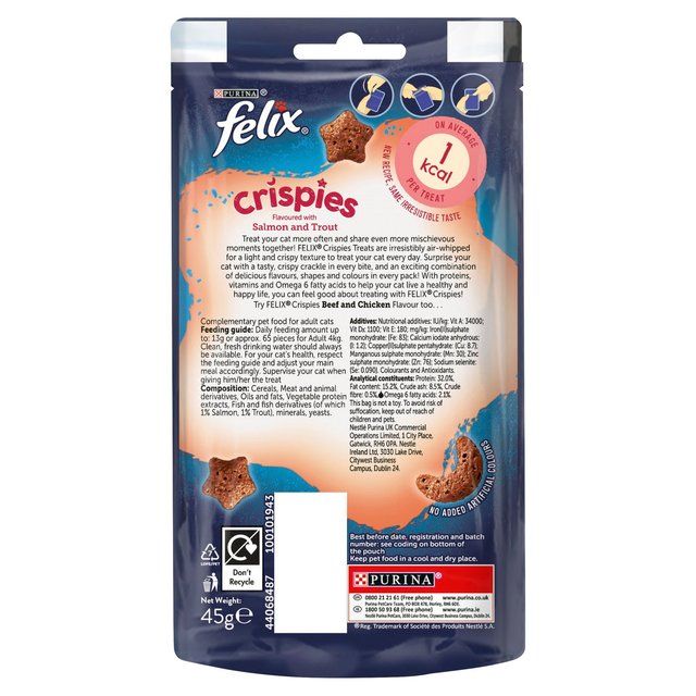 Felix Crispies Salmon & Trout Cat Treats    45g