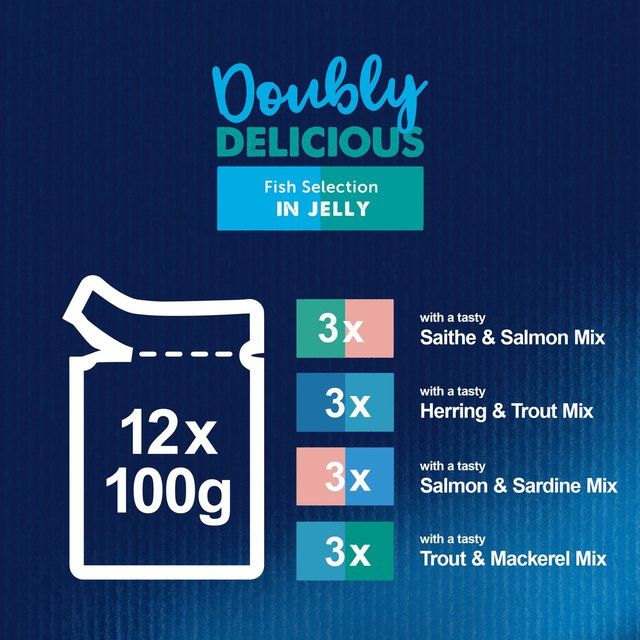 Felix Doubly Delicious Fish Selection in Jelly Wet Cat Food 12 x 100g