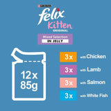 Felix Original Kitten Mixed Selection in Jelly Wet Cat Food 12 x 85g