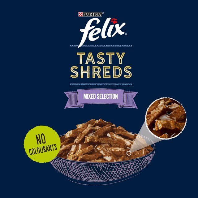 Felix Tasty Shreds Mixed Selection in Gravy Wet Cat Food 40 x 80g