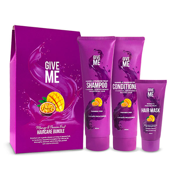 Give Me mango passion fruit haircare bundle, imported from the UK