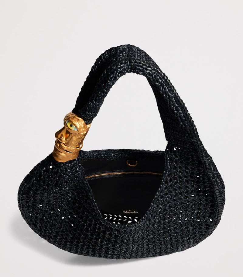 Schiaparelli large raffia Soufflé Baguette shoulder bag, UK version