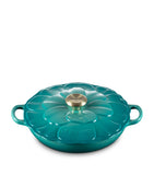 Le Creuset cast iron petal shallow casserole 26cm, imported from the UK