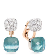 Harrods Pomellato Nudo Blue Topaz and Diamond Drop Earrings in Mixed Gold- Buy online at McGrocer