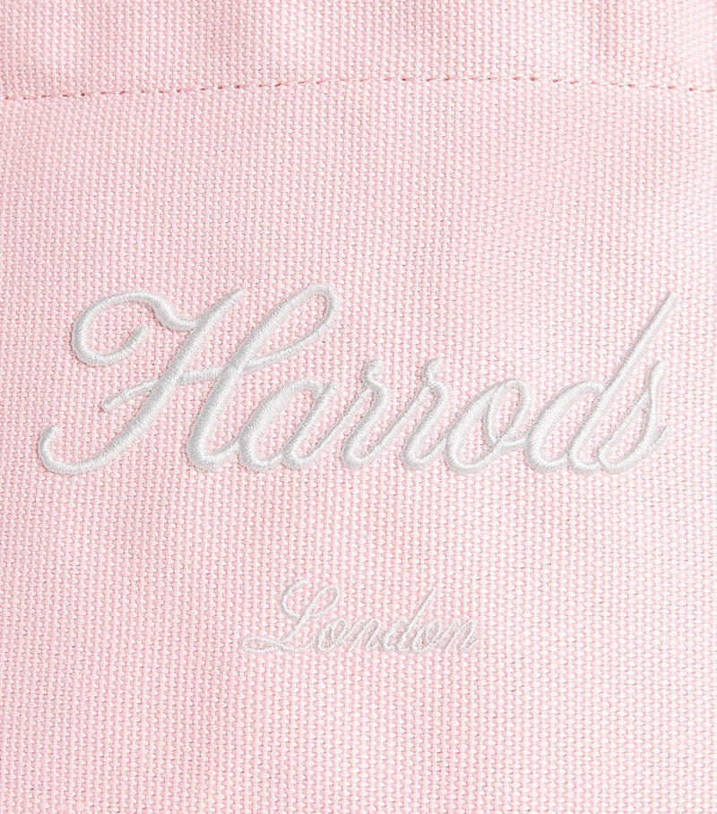 Harrods small cotton embroidered logo tote bag, UK version