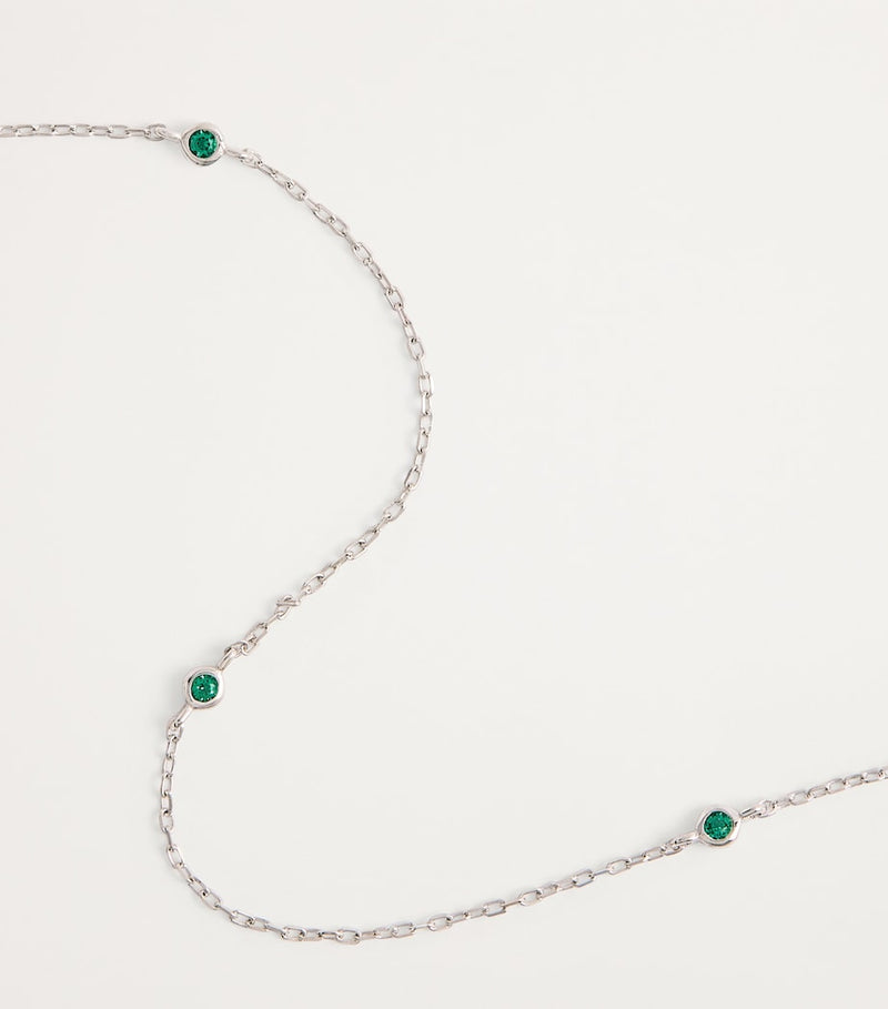 Astrid & Miyu white gold emerald charm necklace - British product