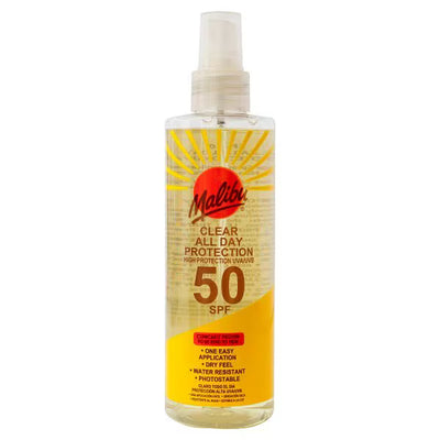 Superdrug Malibu All Day Long Clear Protect Sun Cream Spray 250ml- Buy online at McGrocer