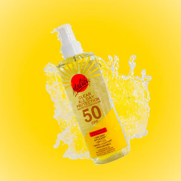 Malibu SPF 50 Clear Protect Spray 250ml, imported from the UK