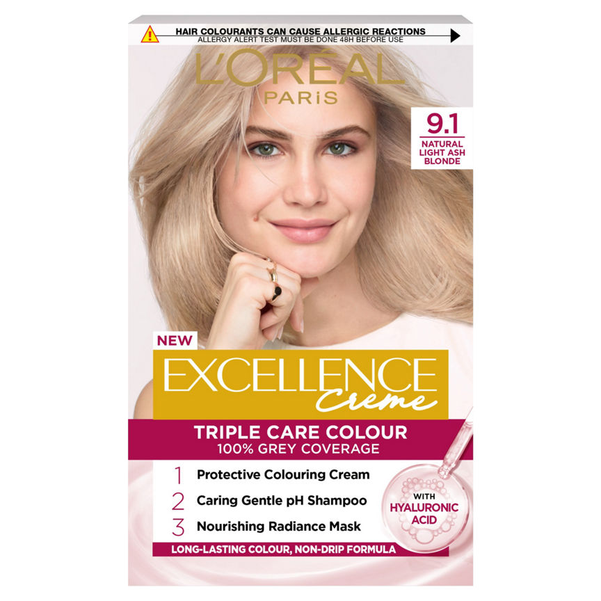 L'Oreal Excellence Creme 9.1 Light Ash Blonde Permanent Hair Dye - McGrocer