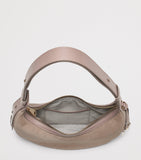 Aspinal of London small Soho Crescent suede shoulder bag, UK version
