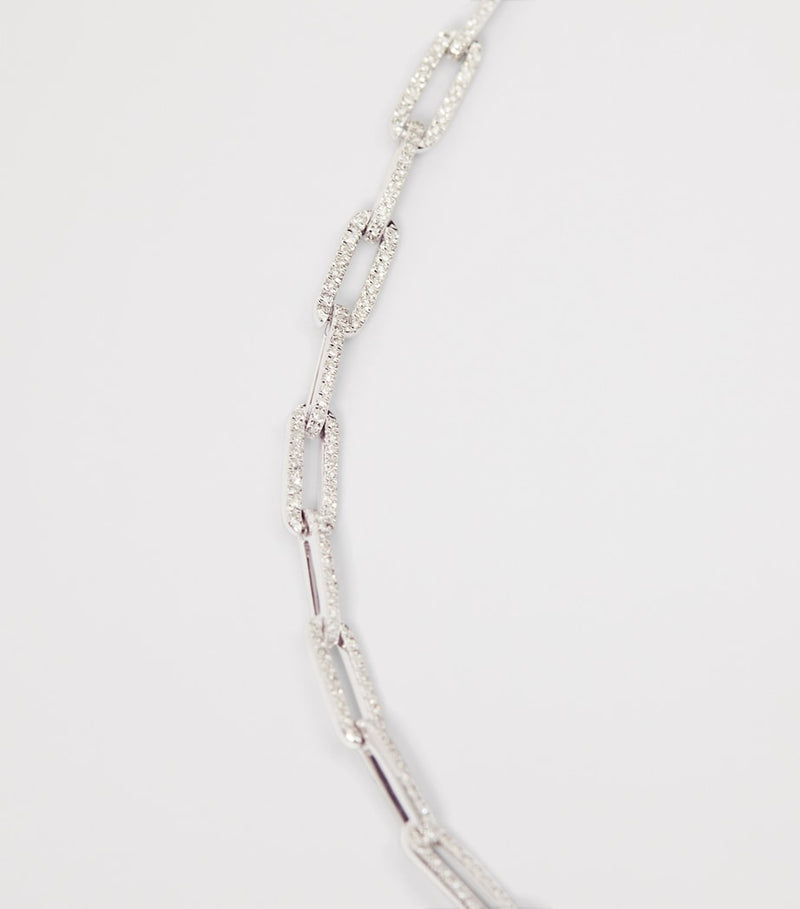 SHAY white gold diamond flat cable link necklace 40-45cm, UK version
