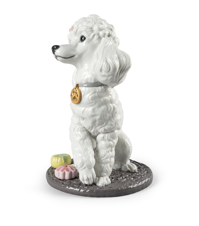 Lladró porcelain poodle with mochis figurine H33cm (British brand)