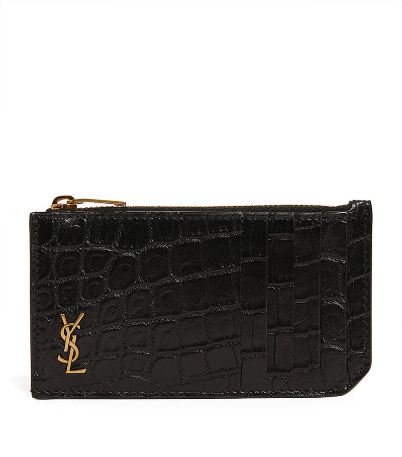 Saint Laurent croc-embossed monogram card holder, imported from the UK