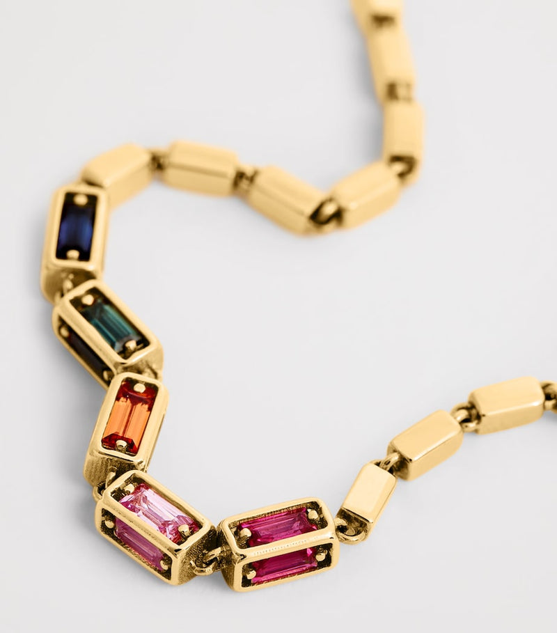 Suzanne Kalan rainbow sapphire rose gold bracelet, imported from the UK