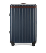 Harrods Check-In Suitcase with Leather Trim and Makrolon Hard Shell, 65cm Height, 69L Capacity- Buy online at McGrocer