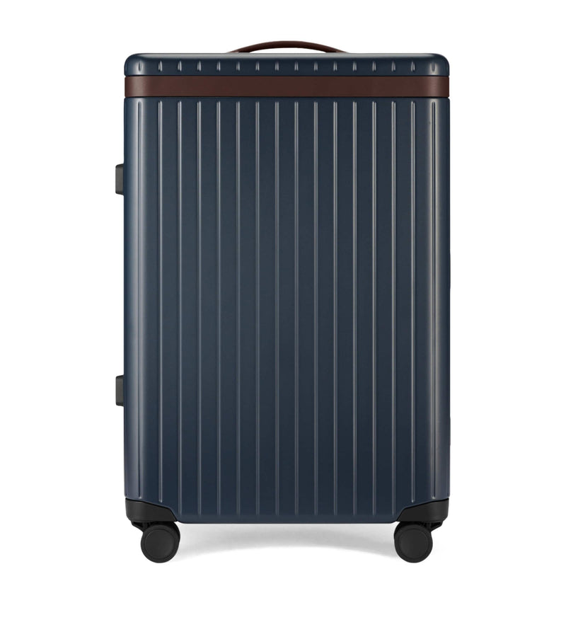 Carl Friedrik Hackett leather-trimmed hard shell check-in suitcase 65cm - British product