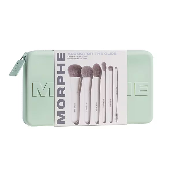 Morphe 6-Piece Travel Brush Set Silver Ion-Infused, imported from the UK
