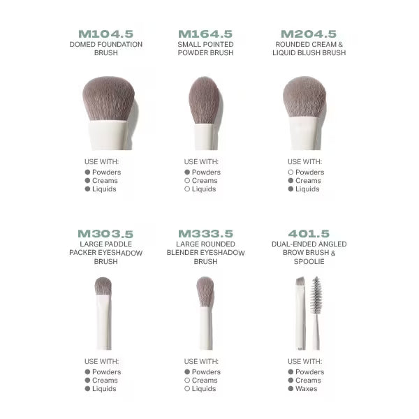Morphe 6-Piece Travel Brush Set Silver Ion-Infused, imported from the UK