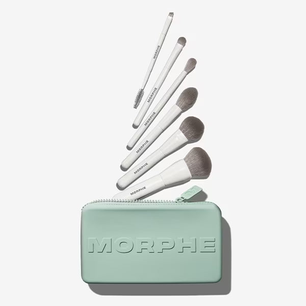 Morphe 6-Piece Travel Brush Set Silver Ion-Infused, imported from the UK