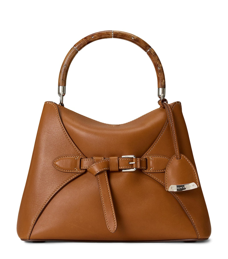 Ralph Lauren calfskin top-handle bag with wood detailing - British product