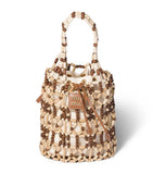 Miu Miu beaded mesh bucket bag with wood and calfskin, (British brand)