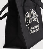 GANNI large recycled cotton tote bag with slogan, imported from the UK