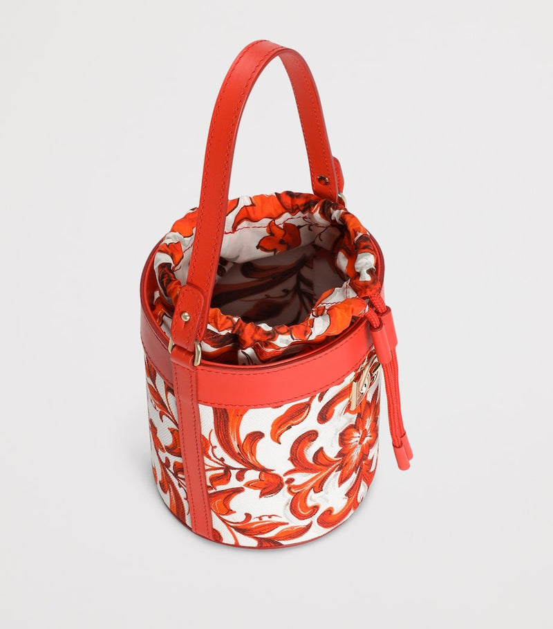 Dolce&Gabbana Kids Majolica bucket bag with embroidery, compact size (British brand)