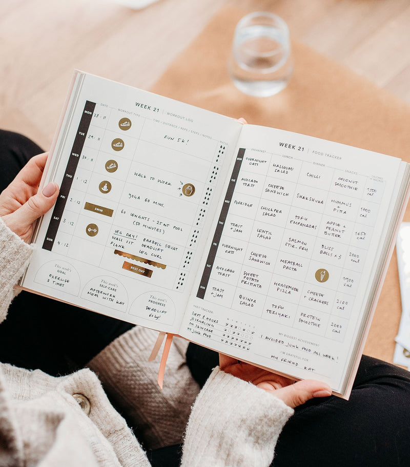 Blush and Gold Fitness Meal Planner - British product