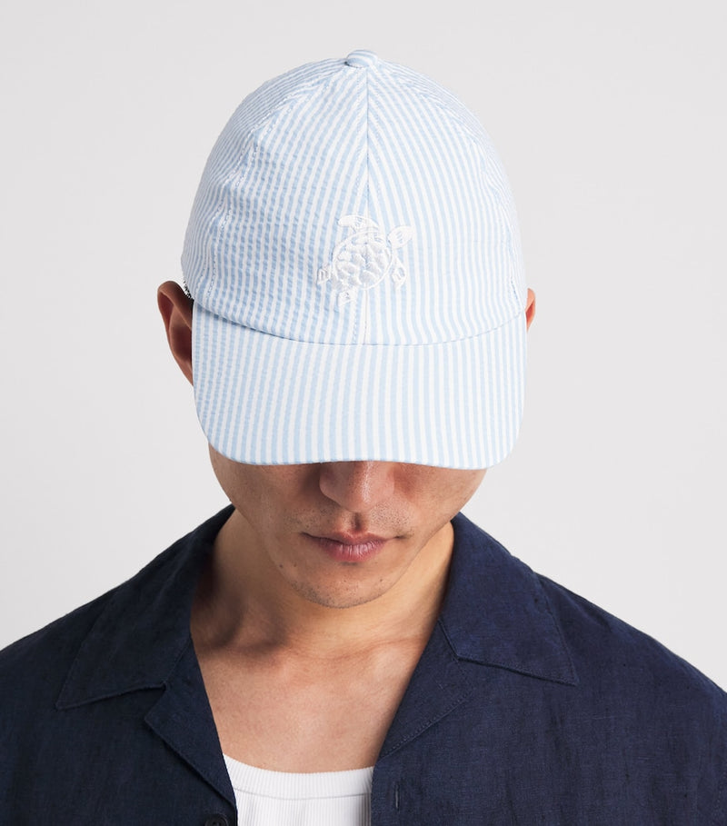 Vilebrequin seersucker stripe turtle baseball cap (British brand)
