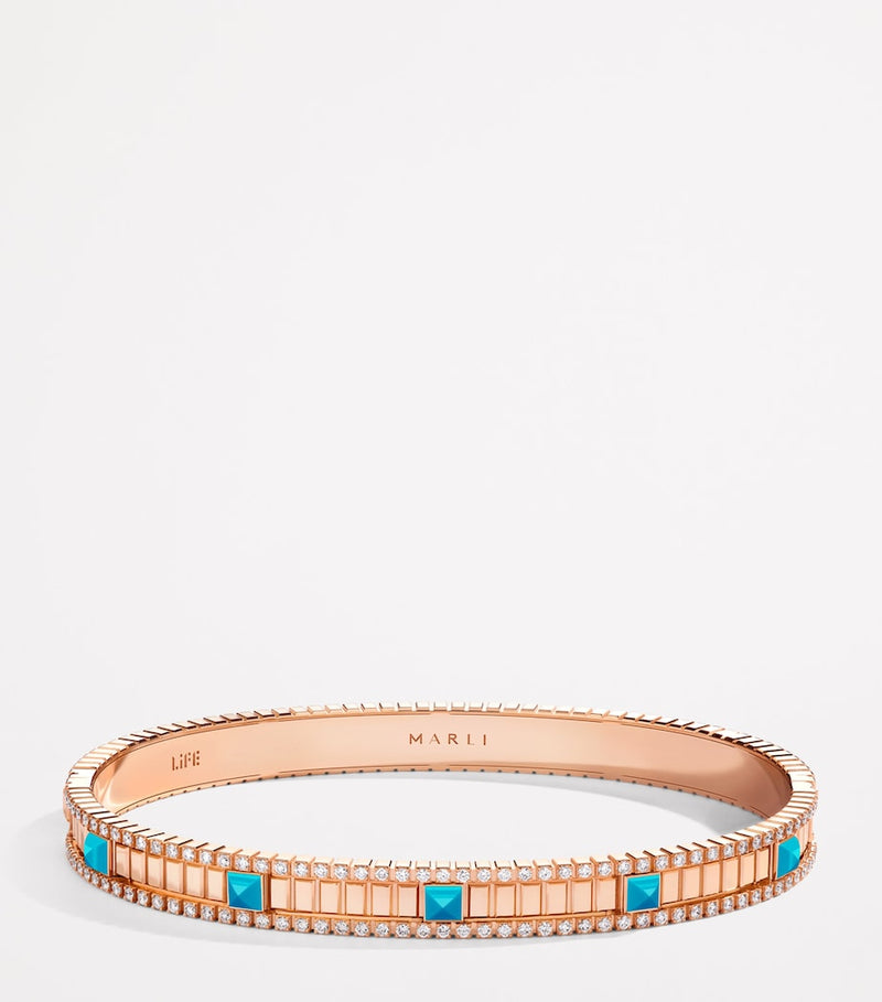 MARLI New York rose gold diamond turquoise bangle - British product