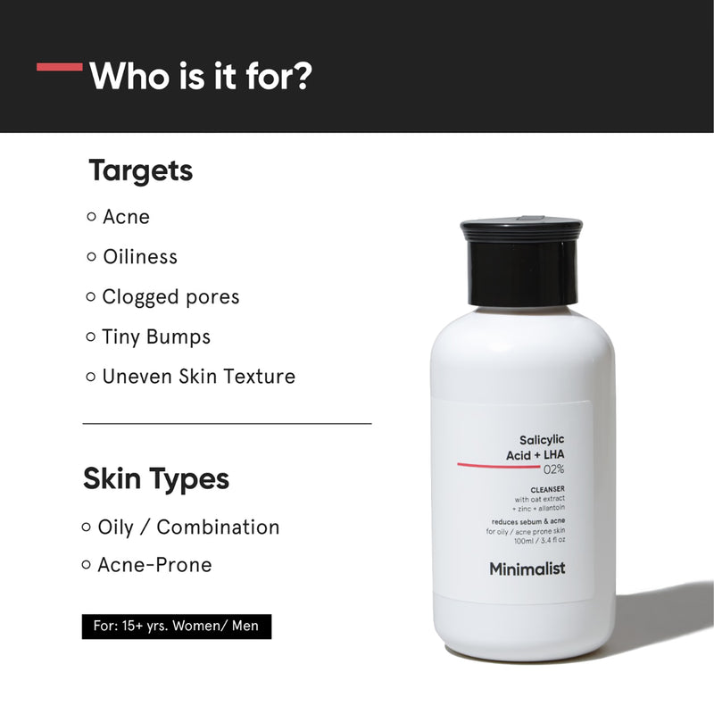 Minimalist Salicylic + LHA 02% Face Cleanser 100ml, UK version