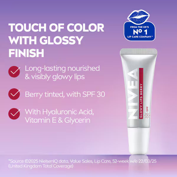 NIVEA Lip Balm Berry 10ml tube, imported from the UK