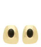 Saint Laurent Cabochon clip-on earrings with gold-tone frame, UK version