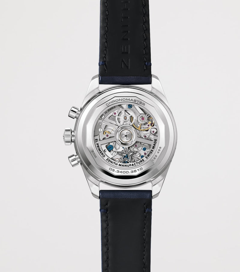 Zenith Chronomaster 38mm stainless steel watch with blue dial - British product