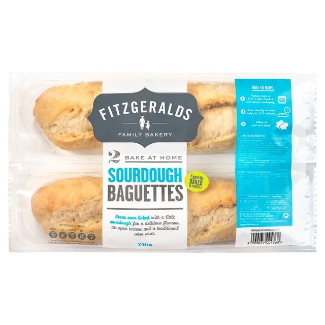Fitzgeralds Bake At Home 2 Sourdough Baguettes 2 per pack