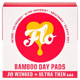 FLO Bamboo Sanitary Day Pads Winged & Ultra Thin 16 per pack