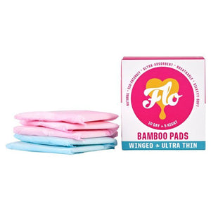 FLO Bamboo Sanitary Night & Day Pads Winged & Ultra Thin 15 per pack