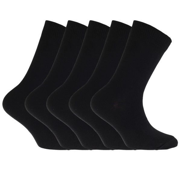 FLOSO Kids Plain School Socks (Pack Of 5) (9-12) Black