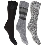 FLOSO Ladies/Womens Chunky Socks (Pack Of 3) (UK Shoe 4-7) Black