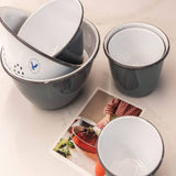 Falcon Enamelware six-piece prep set in grey, imported from the UK