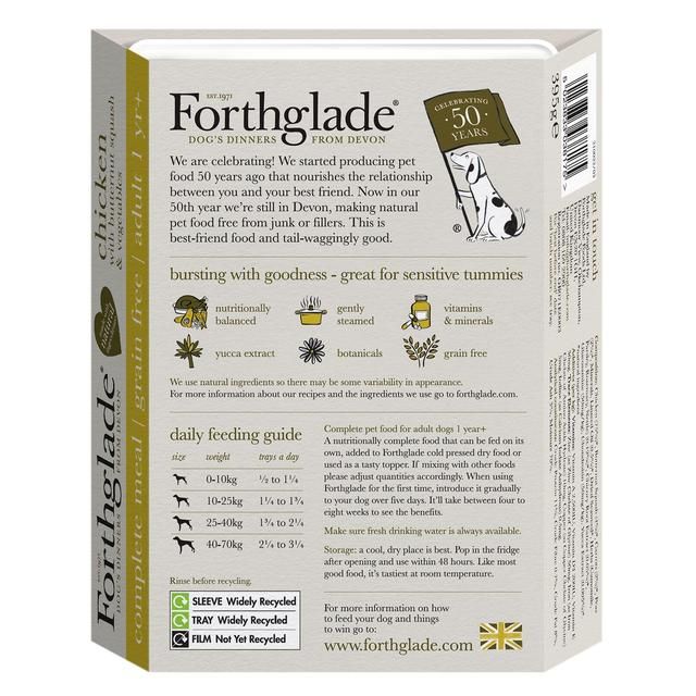 Forthglade Complete Adult Chicken with Butternut Squash & Veg Grain Free 395g