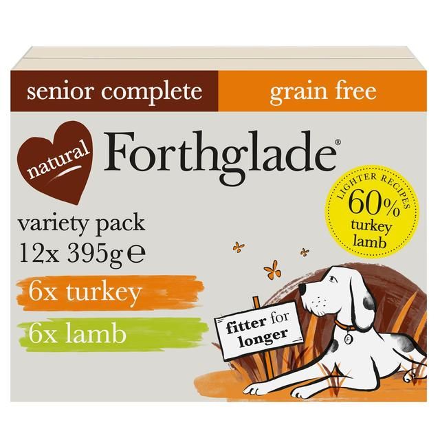 Forthglade Complete Senior Grain Free Dog Food Variety Pack Turkey & Lamb   12 x 395g