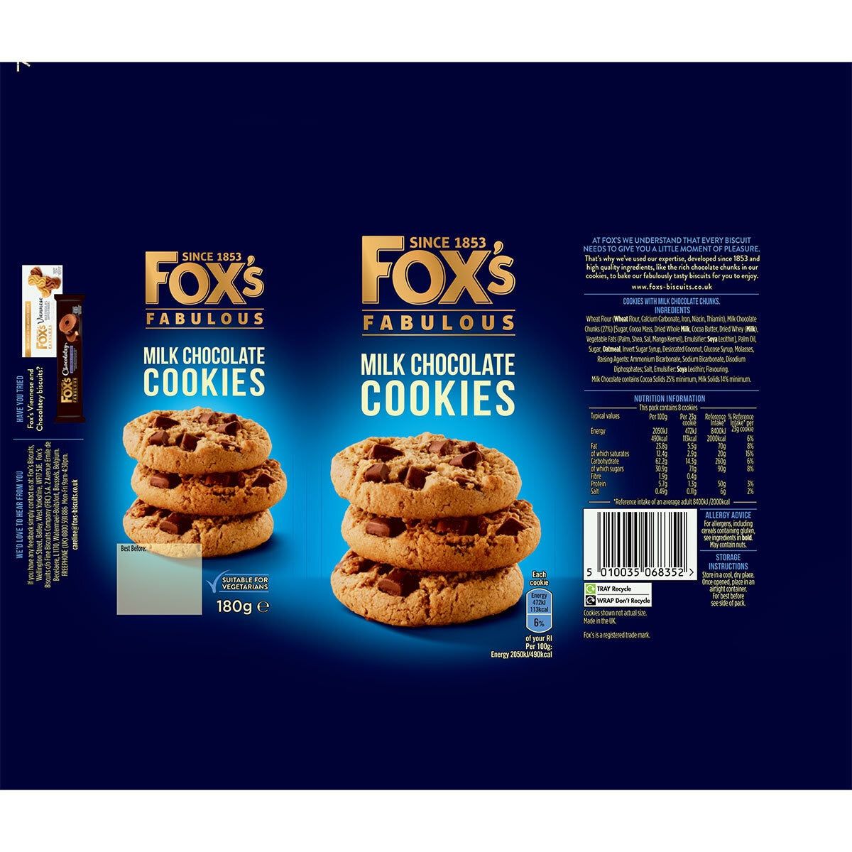Fox's Fabulous Cookies Assortment, 8 x 180g
