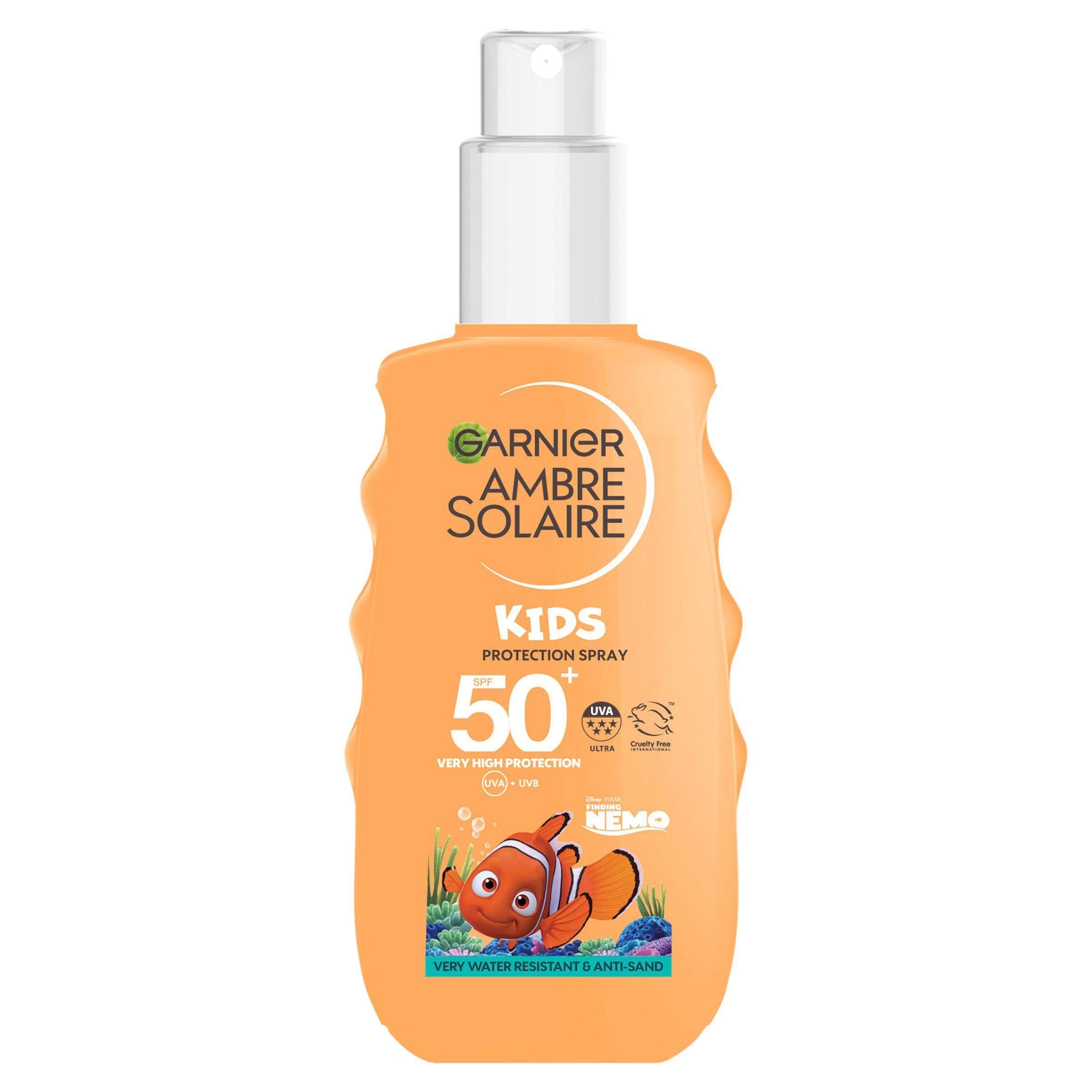 Garnier Ambre Solaire SPF 50+ Kids Sun Cream Spray Water & Sand Resistant 150ml