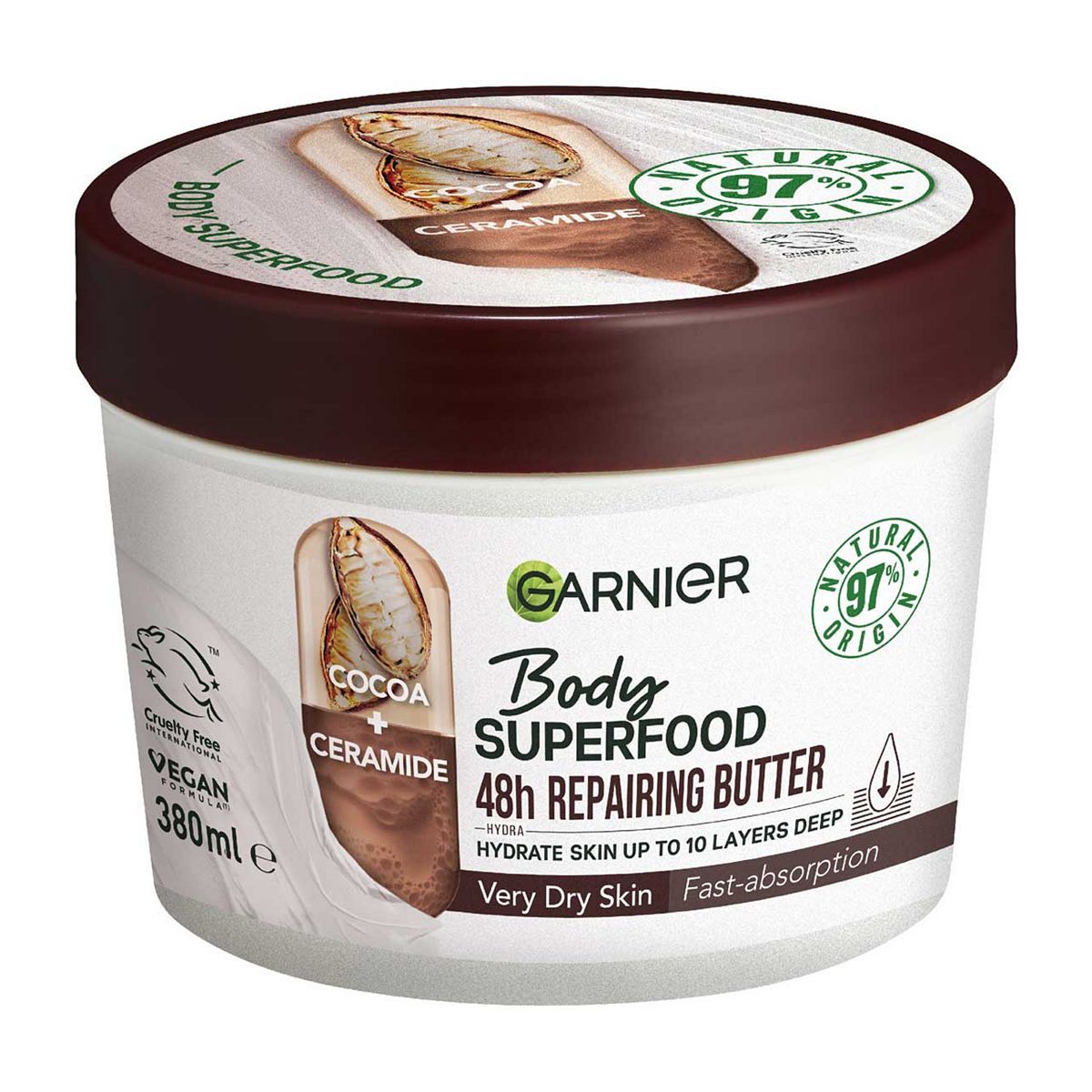 Garnier Body Superfood, Repairing Body Butter, Cocoa & Ceramide, 380ml