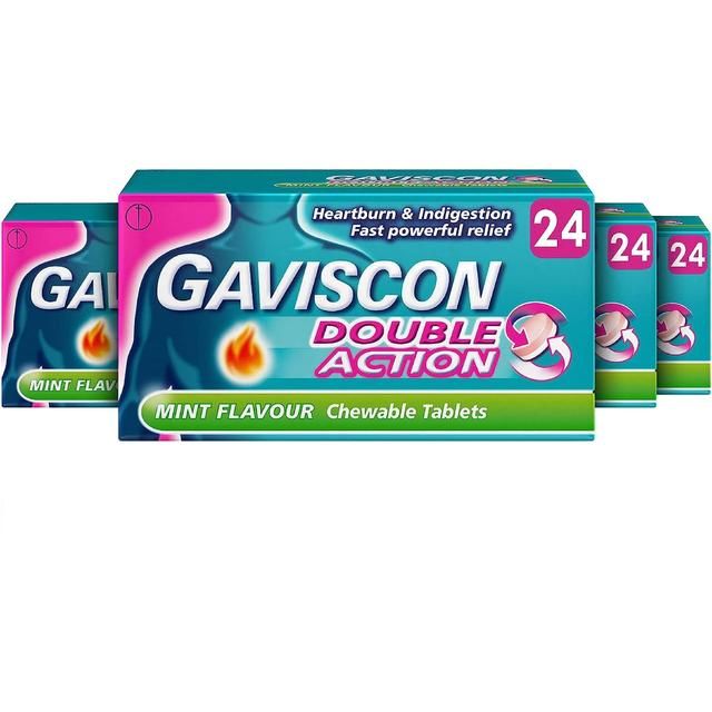 Gaviscon Double Action Heartburn & Indigestion Mint Flavour Tablets 4 x 24 per pack