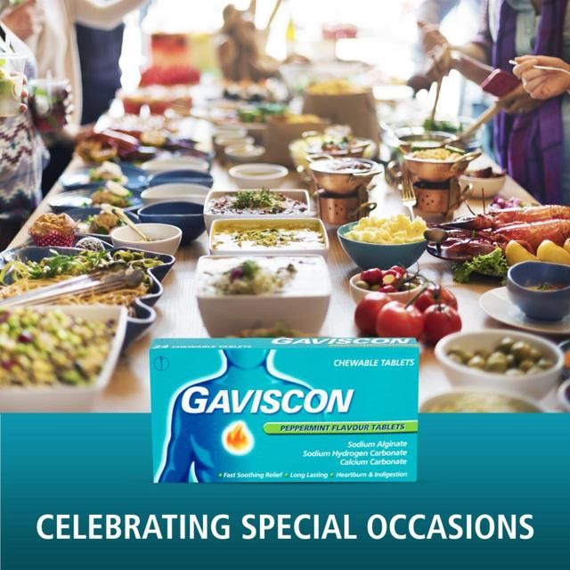 Gaviscon Heartburn & Indigestion Relief Peppermint Flavour Tablets 24 per pack