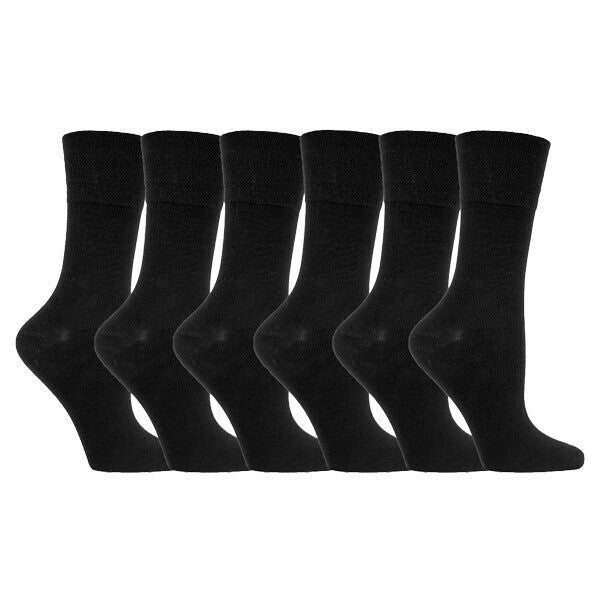 Gentle Grip 6 Pairs Ladies Diabetic Sock 4-8 UK Black