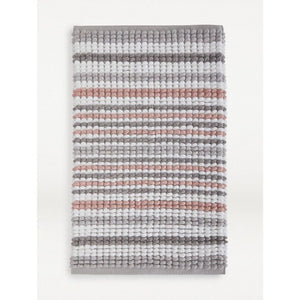 George Home Pink And Grey Stripe Chenille Bath Mat