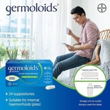 Germoloids Triple Action Haemorrhoids & Piles Suppositories Tablets 24 per pack